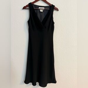 Evan Picone Black Sleeveless V-Neck Chiffon Cocktail Midi Dress